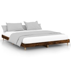 vidaXL Estructura de cama madera contrachapada roble ahumado 120x200cm