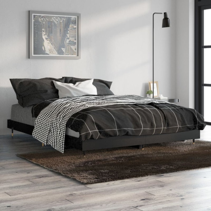 vidaXL Estructura de cama de madera contrachapada negra 140x190 cm vidaXL Estructura de cama de madera contrachapada negra 140x190 cm