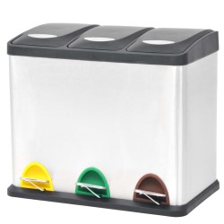 vidaXL Cubo de reciclaje y basura con pedal acero inoxidable 24 L