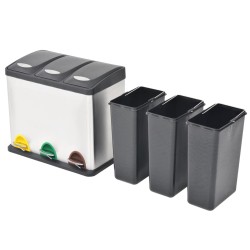 vidaXL Cubo de reciclaje y basura con pedal acero inoxidable 24 L