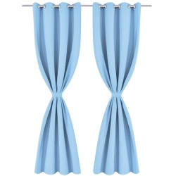 vidaXL Cortinas opacas 2 piezas con ojales de metal 135x175cm turquesa