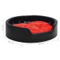 vidaXL Cama para perros felpa y cuero sintético negro rojo 99x89x21 cm vidaXL Cama para perros felpa y cuero sintético negro rojo 99x89x21 cm