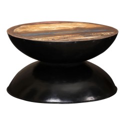 vidaXL Mesa de centro madera maciza reciclada base negra 60x60x33 cm