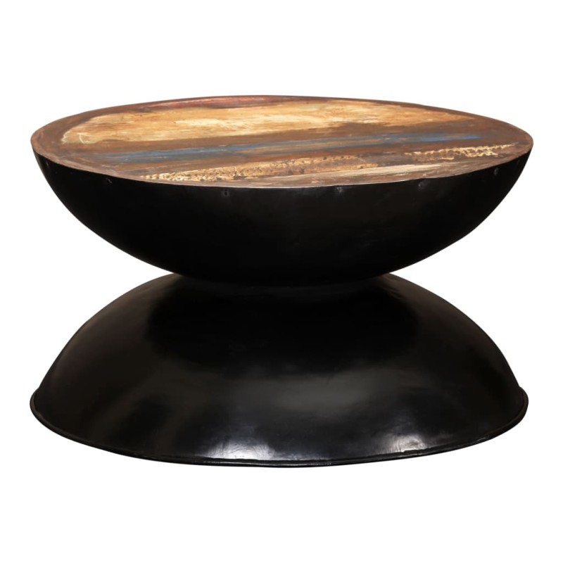 vidaXL Mesa de centro madera maciza reciclada base negra 60x60x33 cm vidaXL Mesa de centro madera maciza reciclada base negra 60x60x33 cm