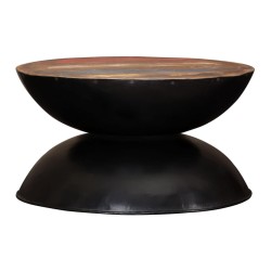 vidaXL Mesa de centro madera maciza reciclada base negra 60x60x33 cm