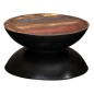 vidaXL Mesa de centro madera maciza reciclada base negra 60x60x33 cm vidaXL Mesa de centro madera maciza reciclada base negra 60x60x33 cm