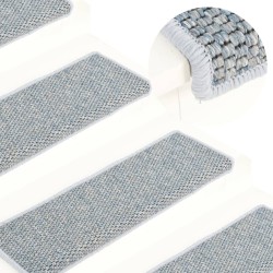 vidaXL Alfombrilla autoadhesiva escalera sisal 15 uds azul 65x21x4 cm
