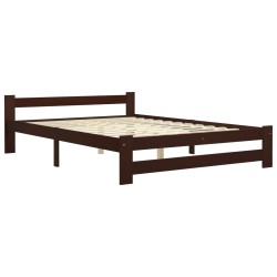 vidaXL Estructura de cama madera maciza pino marrón oscuro 180x200 cm