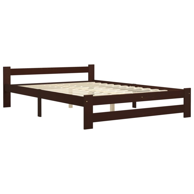 vidaXL Estructura de cama madera maciza pino marrón oscuro 180x200 cm
