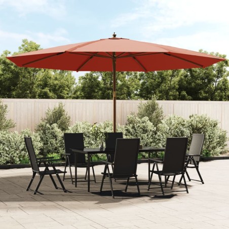 vidaXL Sombrilla de jardín con poste de madera terracota 400x273 cm