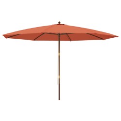 vidaXL Sombrilla de jardín con poste de madera terracota 400x273 cm