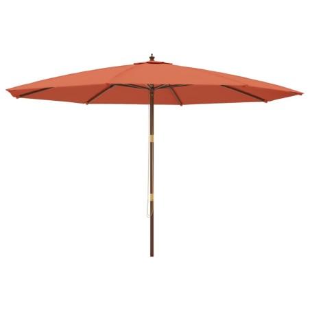 vidaXL Sombrilla de jardín con poste de madera terracota 400x273 cm