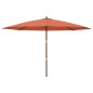 vidaXL Sombrilla de jardín con poste de madera terracota 400x273 cm