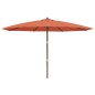vidaXL Sombrilla de jardín con poste de madera terracota 400x273 cm