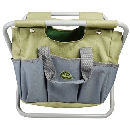 Esschert Design Bolso de herramientas de jardín taburete gris GT85