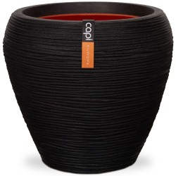 Capi Jarrón Nature Rib cónico negro 42x38 cm KBLR362  