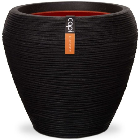 Capi Jarrón Nature Rib cónico negro 42x38 cm KBLR362  