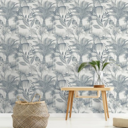 DUTCH WALLCOVERINGS Papel de pared Kidatu azul y blanco