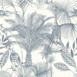 DUTCH WALLCOVERINGS Papel de pared Kidatu azul y blanco