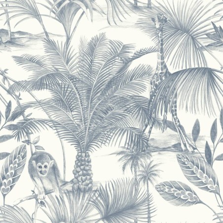 DUTCH WALLCOVERINGS Papel de pared Kidatu azul y blanco