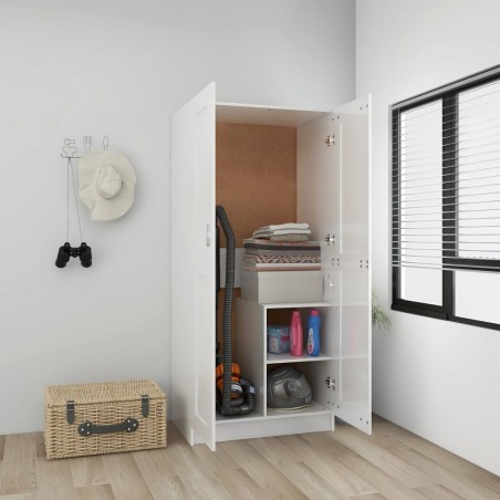 vidaXL Armario madera contrachapada blanco brillante 82,5x51,5x180 cm