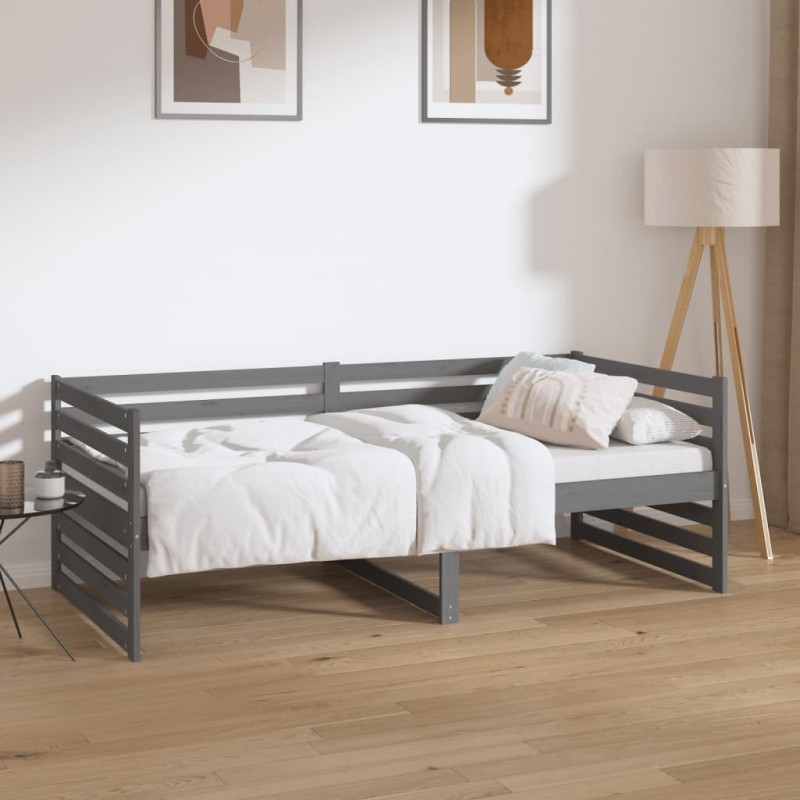 vidaXL Sofá cama madera maciza de pino gris 90x190 cm vidaXL Sofá cama madera maciza de pino gris 90x190 cm