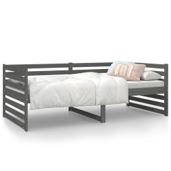 vidaXL Sofá cama madera maciza de pino gris 90x190 cm
