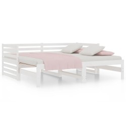 vidaXL Sofá cama extraíble madera maciza de pino blanco 2x(90x190) cm