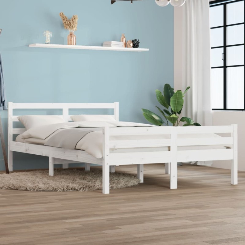 vidaXL Estructura de cama madera maciza blanco 150x200 cm