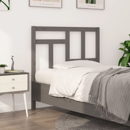 vidaXL Cabecero de cama madera maciza de pino gris 105,5x4x100 cm
