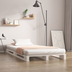 vidaXL Cama de palets madera maciza pino blanca pequeña 75x190 cm