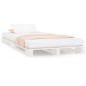 vidaXL Cama de palets madera maciza pino blanca pequeña 75x190 cm vidaXL Cama de palets madera maciza pino blanca pequeña 75x190 cm