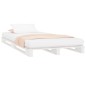 vidaXL Cama de palets madera maciza pino blanca pequeña 75x190 cm vidaXL Cama de palets madera maciza pino blanca pequeña 75x190 cm