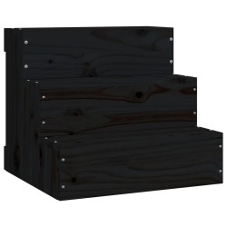 vidaXL Escalera para mascotas madera maciza pino negro 40x37,5x35 cm