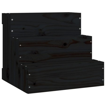 vidaXL Escalera para mascotas madera maciza pino negro 40x37,5x35 cm