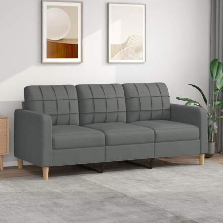 vidaXL Sofá de 3 plazas de tela gris oscuro 180 cm