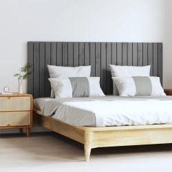 vidaXL Cabecero de cama de pared madera maciza pino gris 159,5x3x60 cm