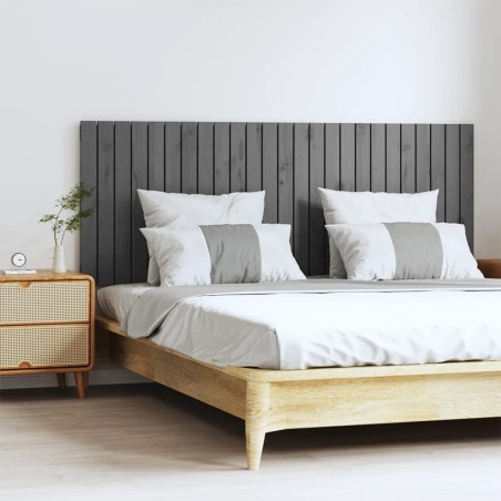 vidaXL Cabecero de cama de pared madera maciza pino gris 159,5x3x60 cm