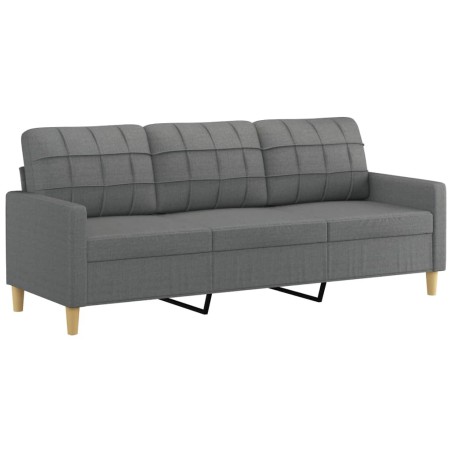 vidaXL Sofá de 3 plazas de tela gris oscuro 180 cm