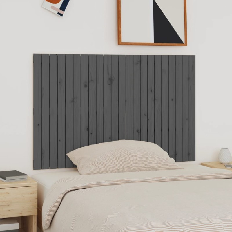 vidaXL Cabecero de cama de pared madera maciza pino gris 140x3x90 cm vidaXL Cabecero de cama de pared madera maciza pino gris 140x3x90 cm