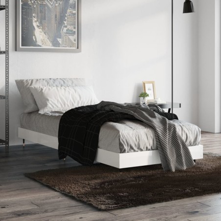 vidaXL Estructura de cama madera contrachapada blanco brillo 75x190 cm