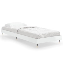 vidaXL Estructura de cama madera contrachapada blanco brillo 75x190 cm