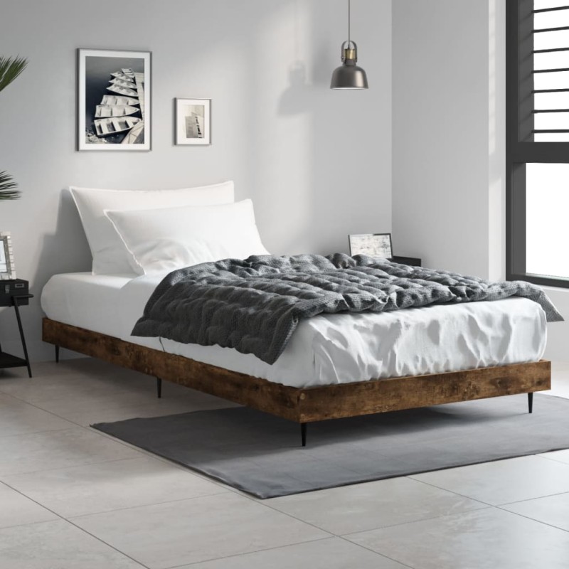 vidaXL Estructura de cama madera contrachapada roble humo 100x200 cm