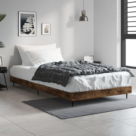 vidaXL Estructura de cama madera contrachapada roble humo 100x200 cm