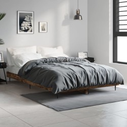 vidaXL Estructura de cama madera contrachapada roble ahumado 120x190cm
