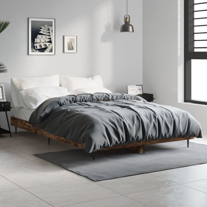 vidaXL Estructura de cama madera contrachapada roble ahumado 120x190cm vidaXL Estructura de cama madera contrachapada roble ahumado 120x190cm