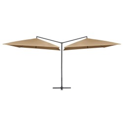 vidaXL Sombrilla doble con palo de acero gris taupe 250x250 cm 