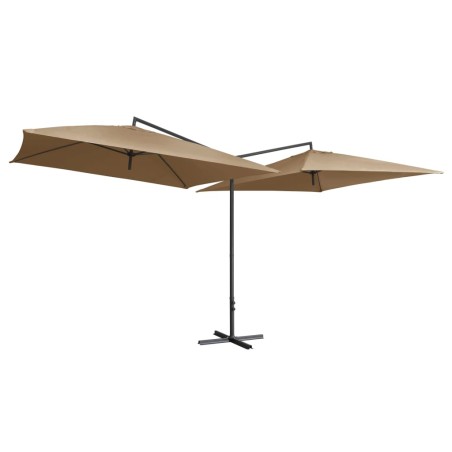 vidaXL Sombrilla doble con palo de acero gris taupe 250x250 cm 