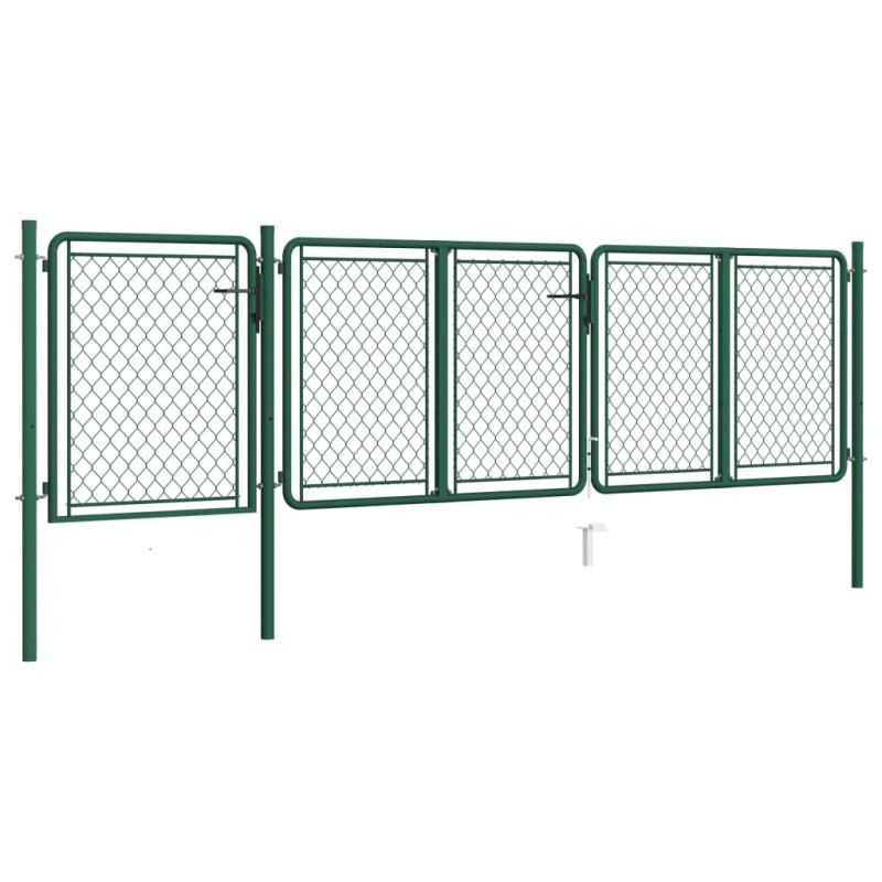 vidaXL Puerta de jardín de acero verde 75x395 cm vidaXL Puerta de jardín de acero verde 75x395 cm