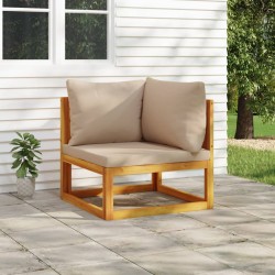 vidaXL Sofá modular de esquina madera aciza acacia cojines gris taupé